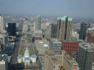 Downtown St Louis from the top of the Gateway Arch.