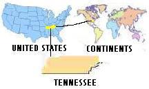 Map of Continents U.S.A. and Tennessee