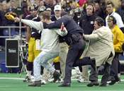 Drunk fan gets nailed.