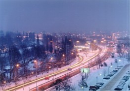 Katowice by night in winter