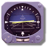 FYI: This is an artificial horizon, a standard instrument on most aircraft.  It's particularly helpful when you are flying in low visibility conditions and you have no visual clue of your attitude or orientation.