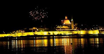 Maltese harbor at night