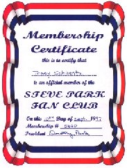 Official Member of The Steve Park Fan Club