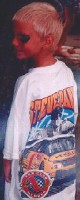 Ryan proudly displaying his Steve Park Fan Club T-shirt