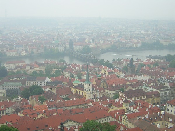 the Mala Strana and Charles Bridge seen from the top of the Cathdral