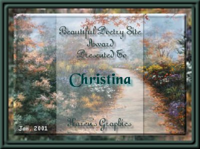 Beautiful Poetry Site Award from Karen
