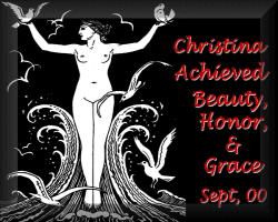 Award for Beauty, Honour & Grace from Vanora Springs