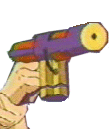 The typical Martian laser pistol (in this instance being wielded by Charley).