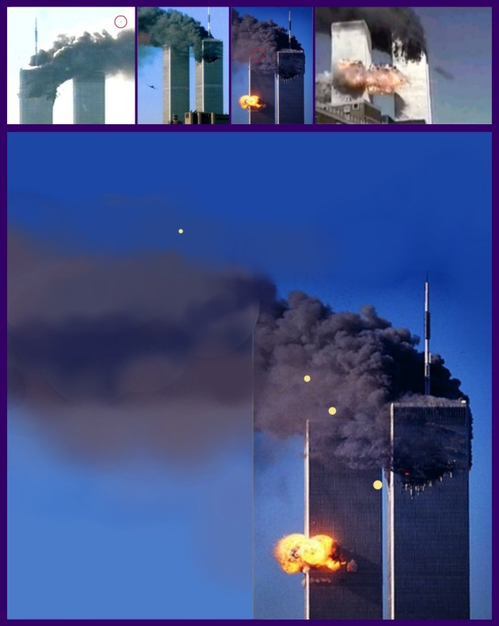 The dots in the large picture correspond to the dots in the sequential pictures