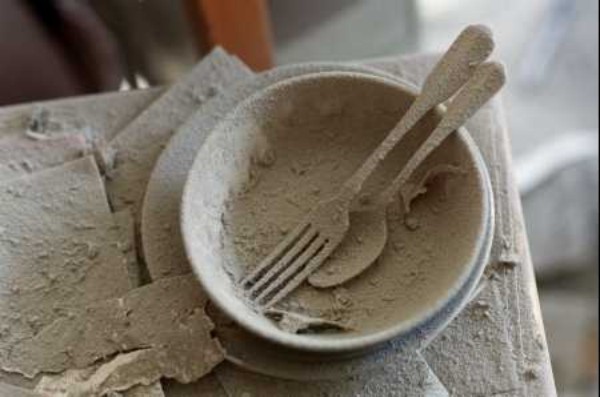 Dust from the tumbling towers invaded homes.