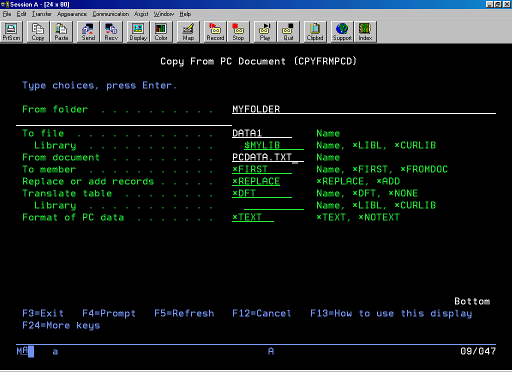 iByte - AS400 data migration using QDLS folders and documents