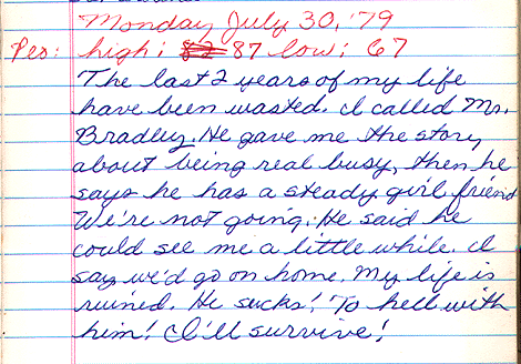 actual diary entry 7-30-79