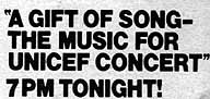 TV guide ad for Unicef concert