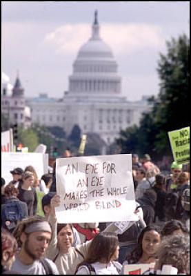 Anti-war demonstrators, Washington, DC, 29 September, 2001