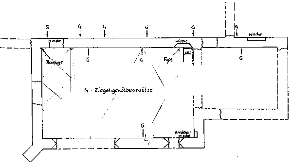 Grundri der Kirchenruine 1985