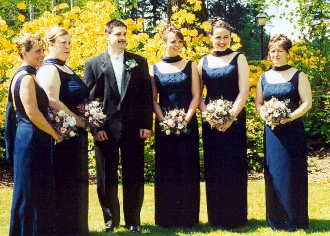 Darren looks dashing with the bridesmaids
