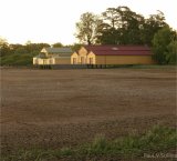 Boat house on dry lake