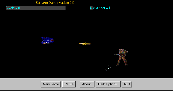 Click to play Suman's Dark Invaders - The cool Java game