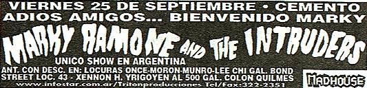 Marky Ramone & The Intruders en Cemento