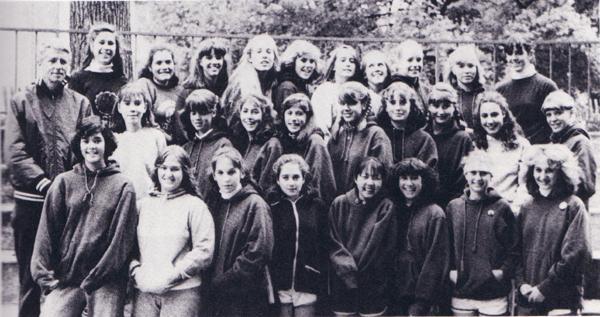 Liz's high school sophomore junior varsity cross country yearbook photo, 1983