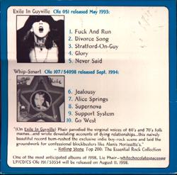 Selections From Exile In Guyville & Whip-Smart back cover