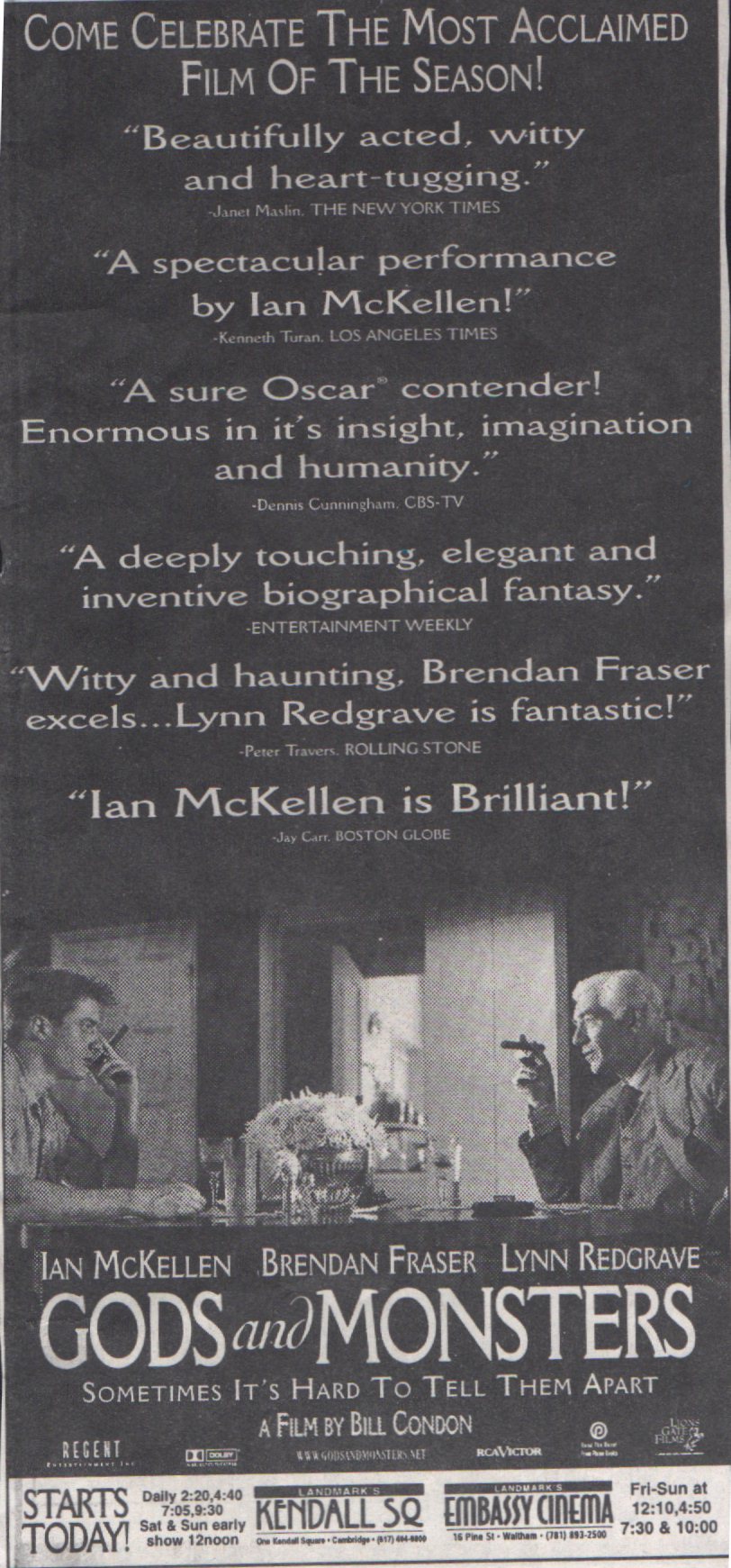 Print ad for Gods and Monsters