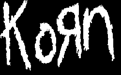 White korn logo with black background