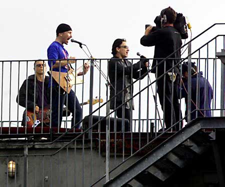 THE BAND PERFORMED ON THE CLERENCE ROOFTOP.