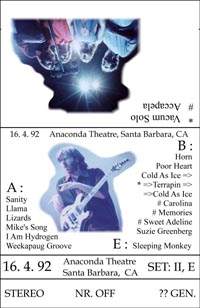 4/16/92, Anaconda Theater, Santa Barbara, CA, TAPE 1