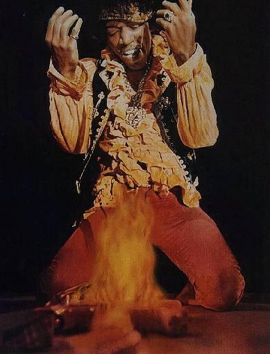 Jimi Torching his guitar