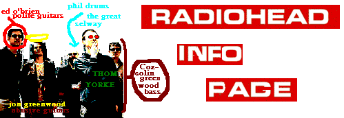 
Radiohead:Thom E.York -Vocals, Inaudible Guitar
          Jonny Greenwood -Abusive Guitar
          Ed O'Brien -Polite Guitar
          Colin Greenwood -Bass
          Phil Selway -Drums