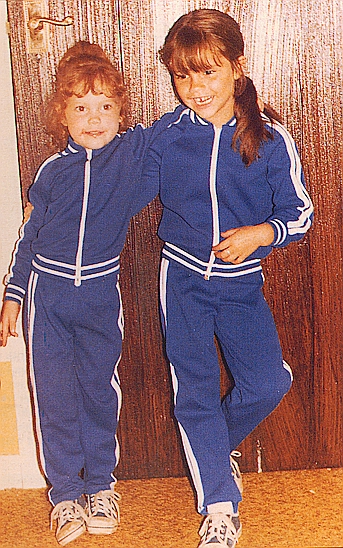 Victoria & sis Louise trying out the Sporty Spice look
