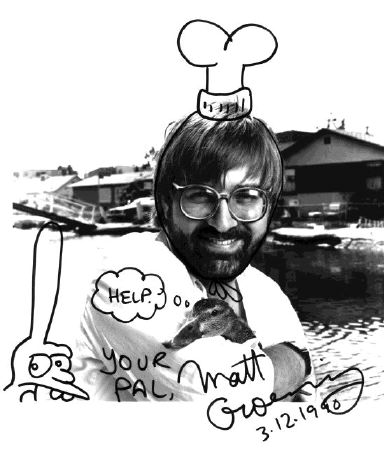 Un retrato autografiado por Matt Groening