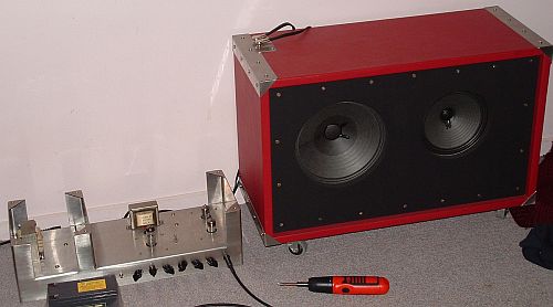 Amplifier next to cabinet