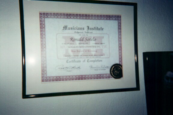 Ron's Musician's Institute Diploma