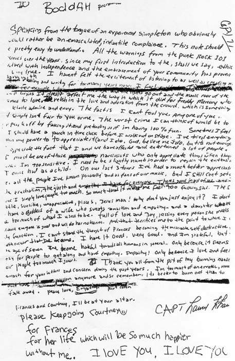 Kurt Cobain, Nirvana vocalist left his last words in a letter that was found beside his body...