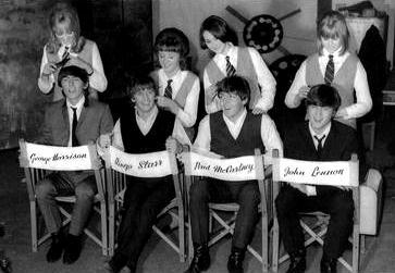 Love me do: the Fab Four get their hair done on the set of 'A Hard Day's Night'