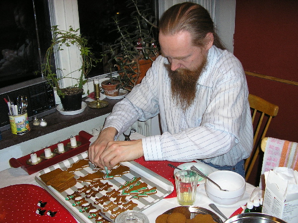 carefully painting the figures
