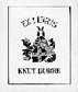 Bookplate of Knut Dubbe, drawn by Henning Backmann and Lars-Rune Olhans 1948.