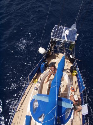 Sailing past Marx Reef, PNG