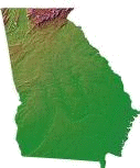 A shaded relief map of Georgia