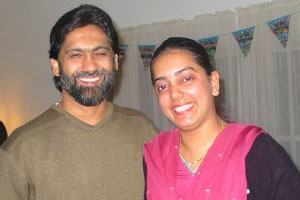 Nitu with Bharat in Boston, the happily married couple.