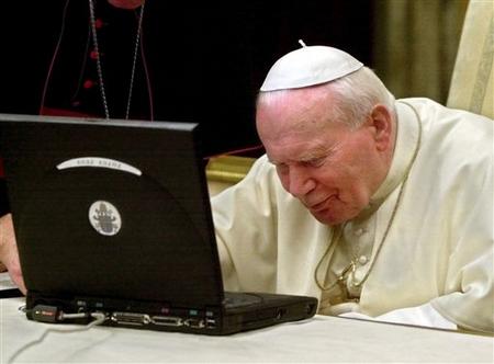 Pope JP II views the site