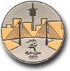 Round Silver & Gold Anzac Bridge pin