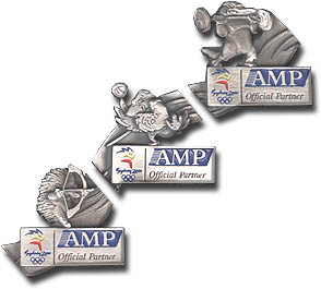 Set of three AMP Pewter Mascots pins