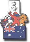 Mascots Over Australian Flag Pin