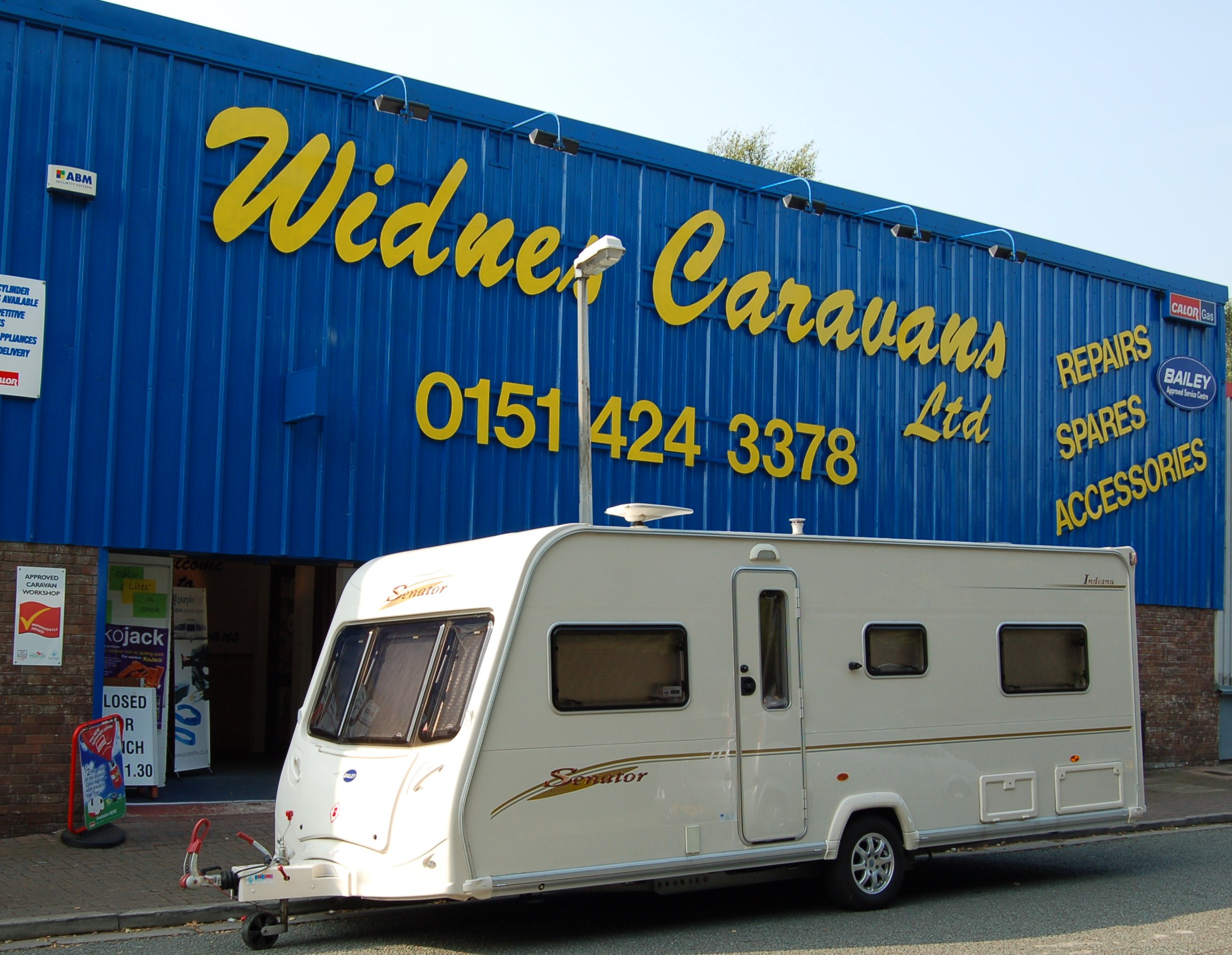 Bailey Caravan outside Accessory shop
