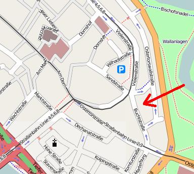Karte mit Buchte im Zentrum
