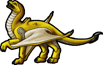 [ Yellow-tan Thisserat, female hatchling xeno-hydra-Hathian; image © Dracothrope of SCD ]