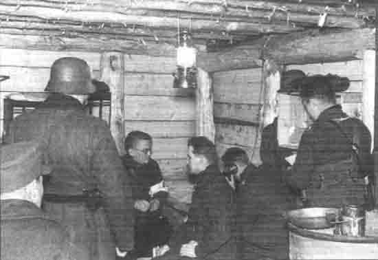 Sheltered Finnish soldiers